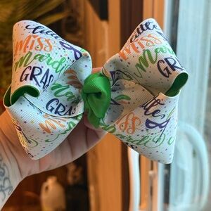 Colorful Kids Bow with Green Accent